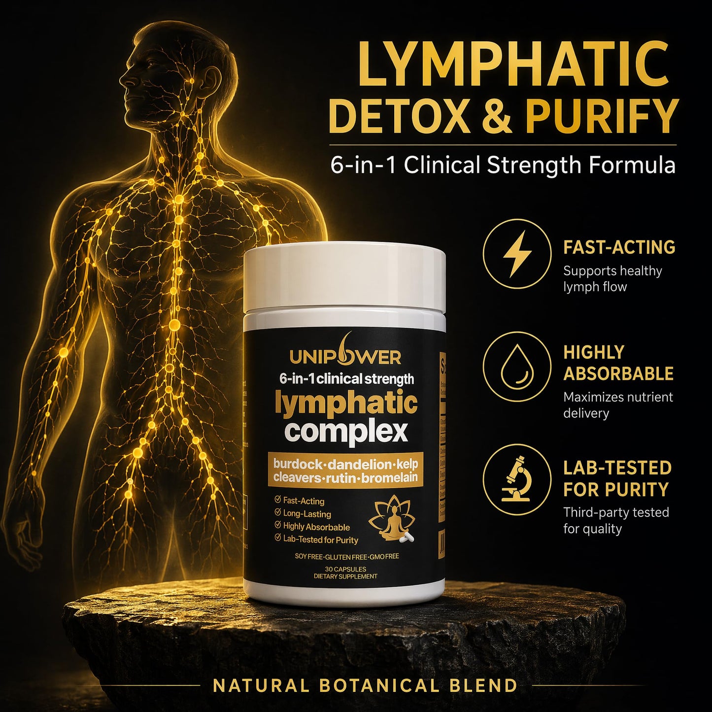 Unipower Lymphatic Drainage Capsules, 1 Count