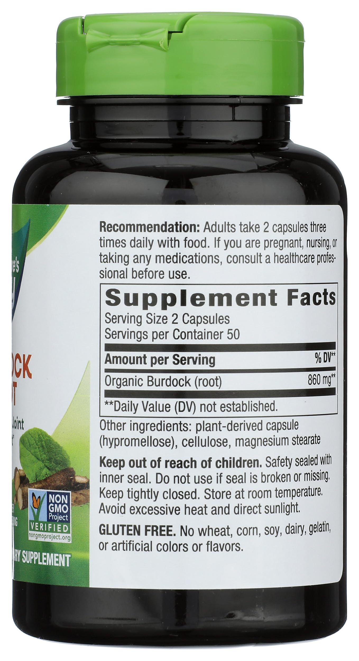 Nature's Way Burdock Root 950 mg per serving Capsules, 100 Count