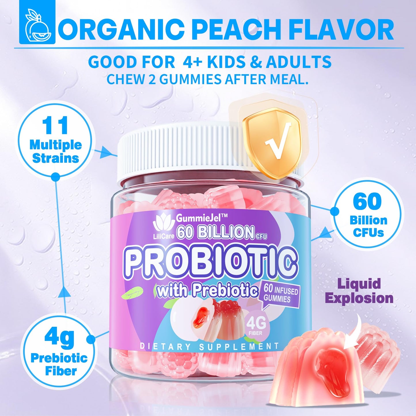 EnvyDeal 60 Billion CFU Probiotic Prebiotic Gummies for Women Men Teen Kids, 120 Gummies