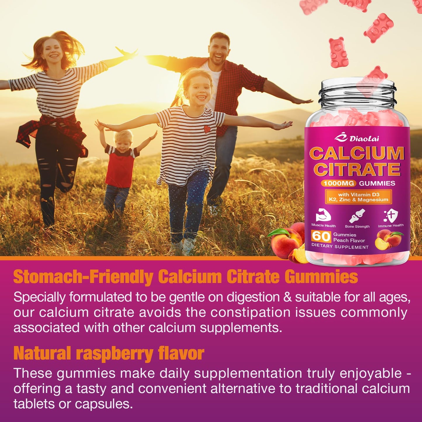 DIAOLAI Calcium Citrate Gummies 2 Pack