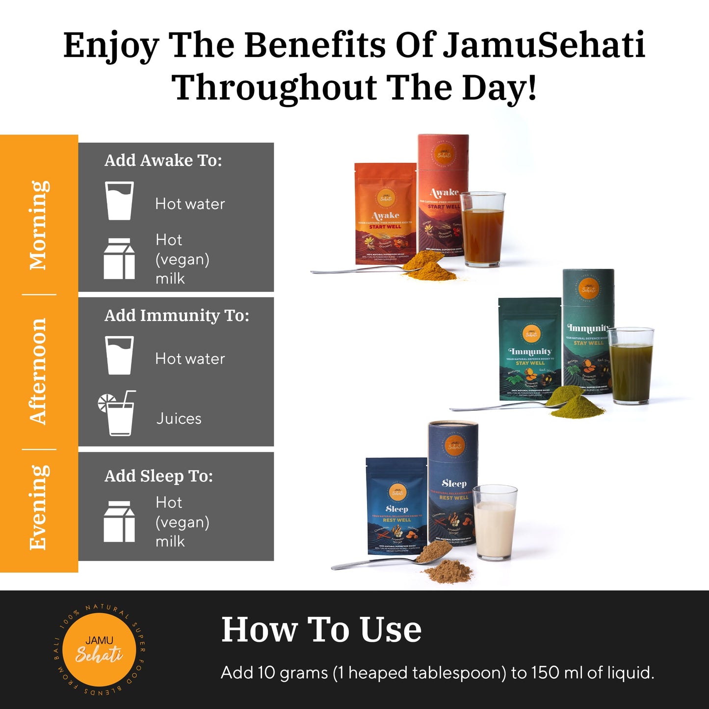 JAMUSEHATI Variety Pack Natural Superfoods Blend from Bali Powder, 3.17 Ounce