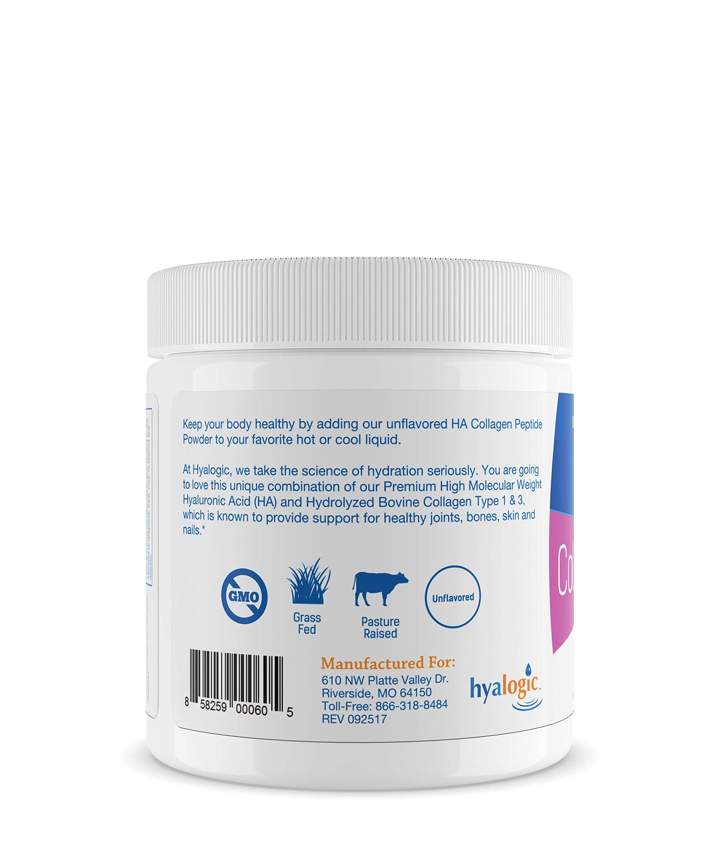 Hyalogic Hyaluronic Acid Collagen Peptides Powder, 6.4 oz