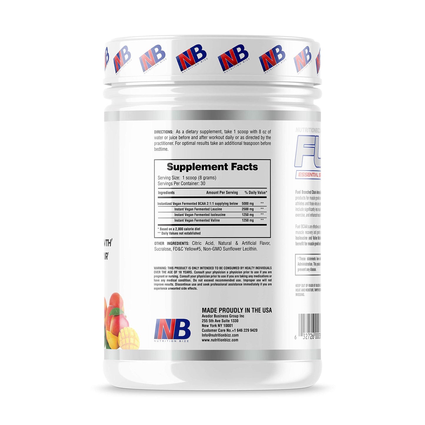 NutritionBizz BCAA Powder 8.46 oz