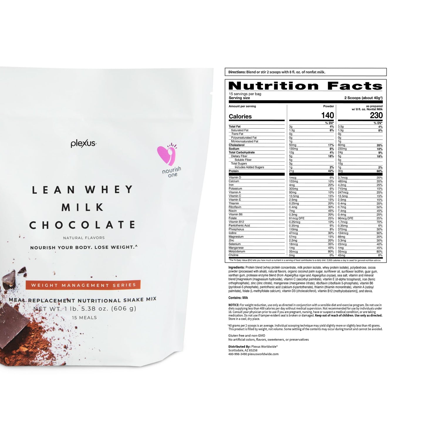 Plexus Lean Whey Powder 5.38 oz Chocolate