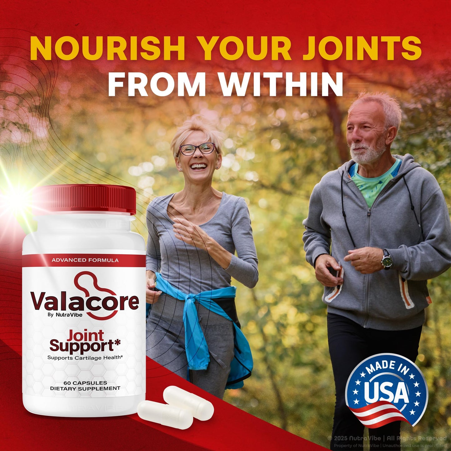 NutraVibe Valacore Capsules Daily Mobility Formula, Premium Natural Blend for Flexibility & Comfort, 120 Capsules