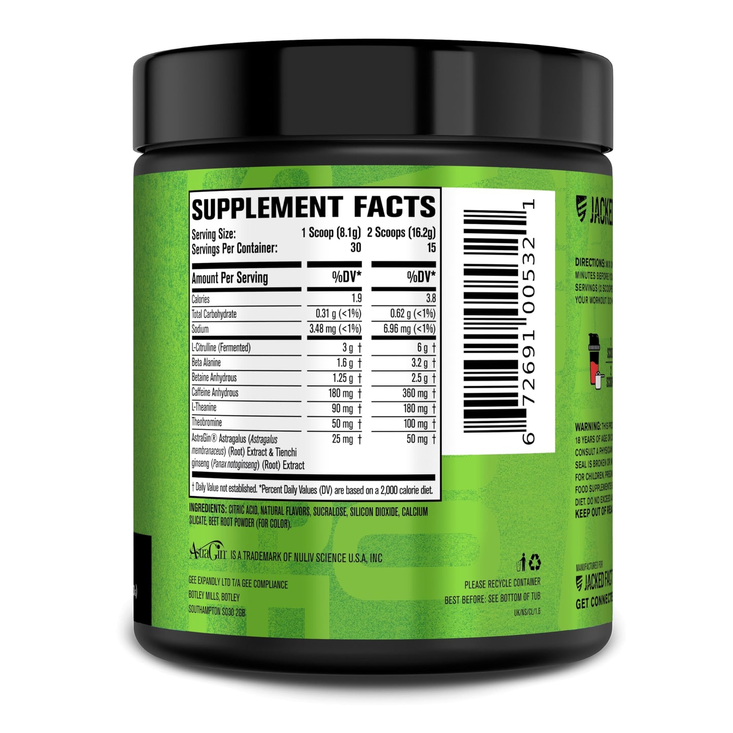 Jacked Factory Nitrosurge Pre Workout Powder 30 Servings