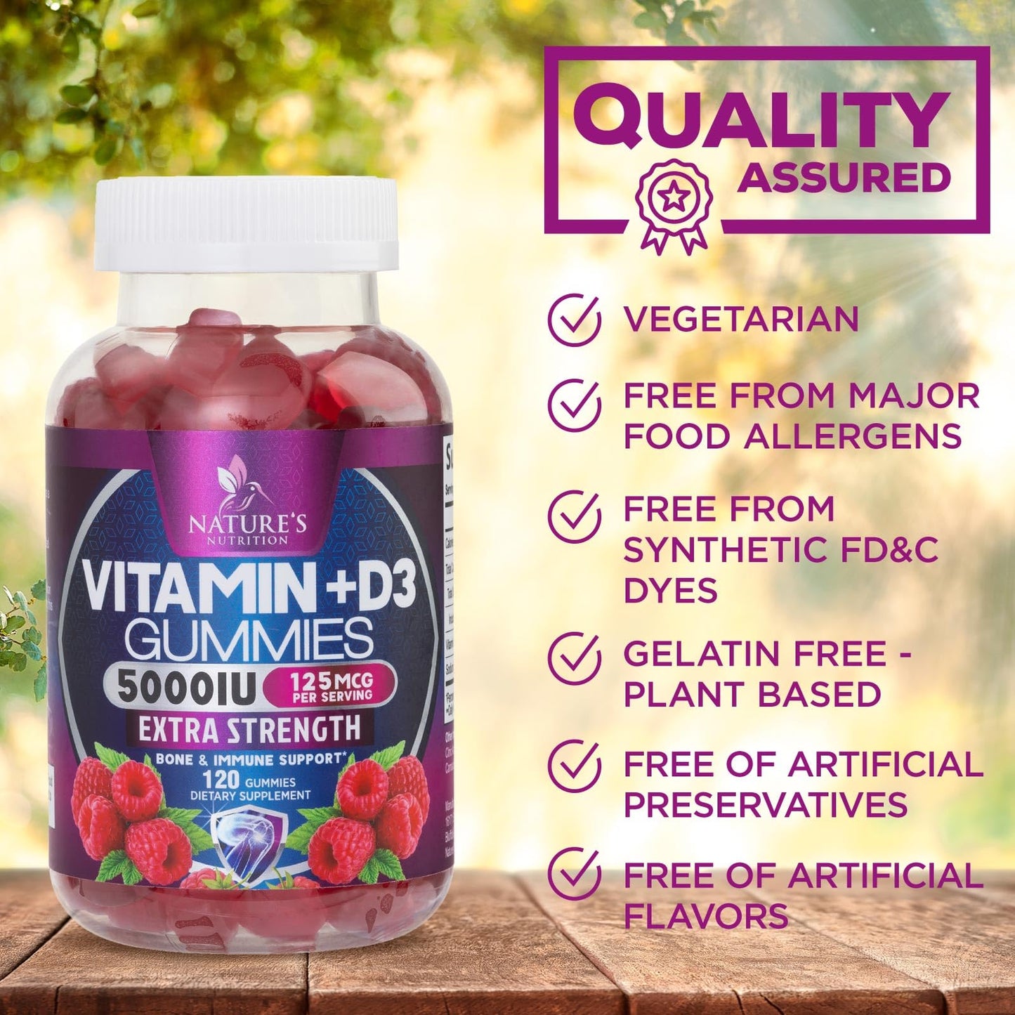 Nature's Nutrition Vitamin D3 Gummies 120 Gummies