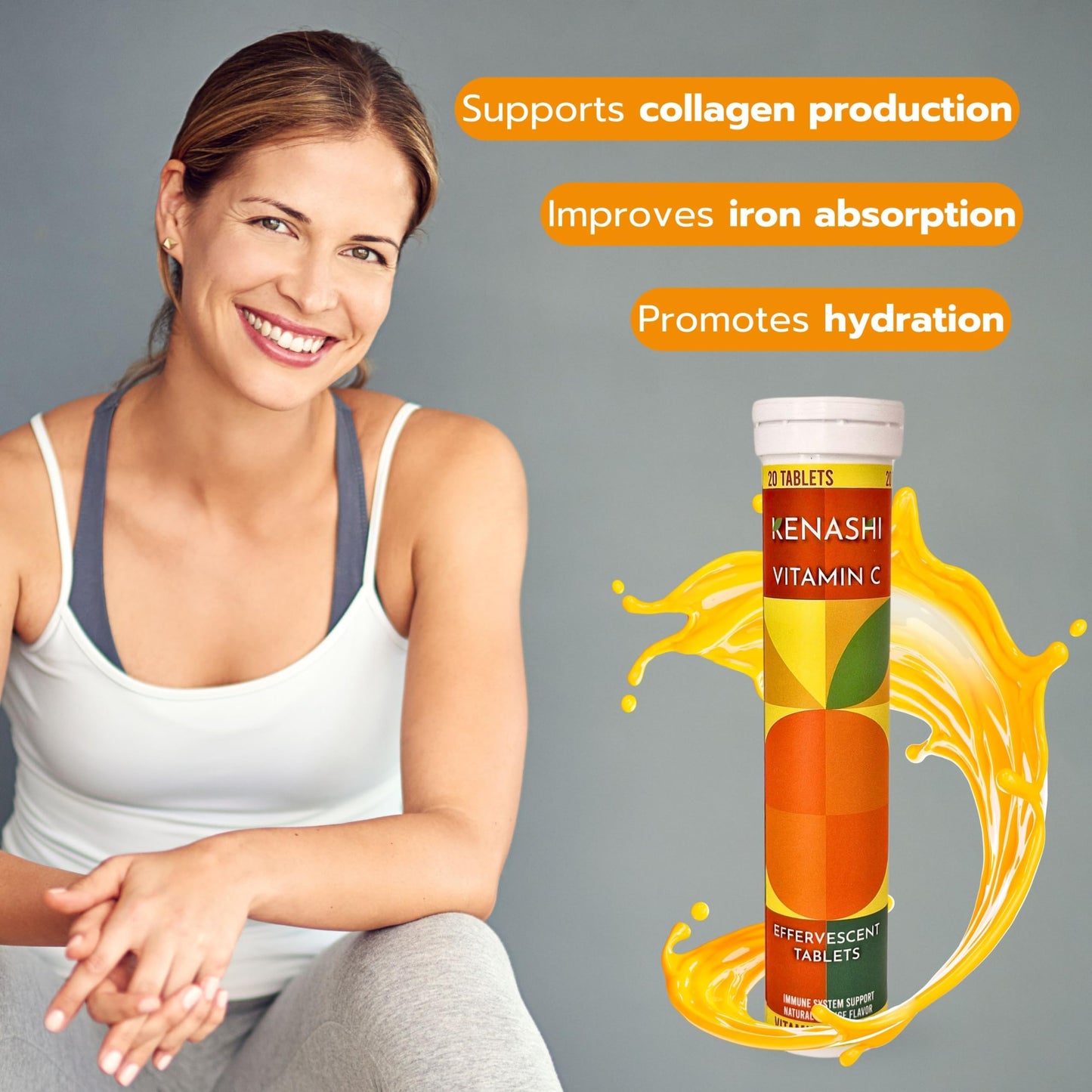 Kenashi Vitamin C Tablets 1000mg, 3-Pack