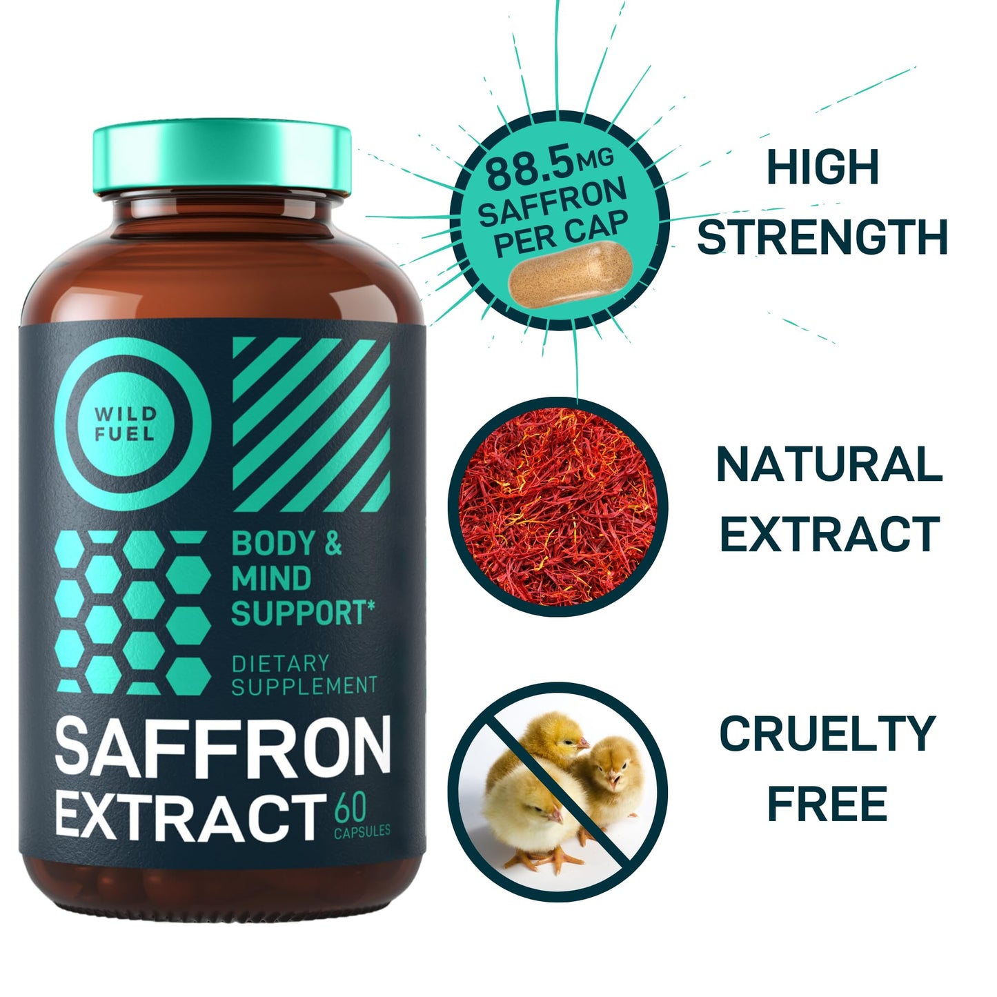 WILD FUEL Pure Saffron Extract Antioxidants Supplement 120 Capsules