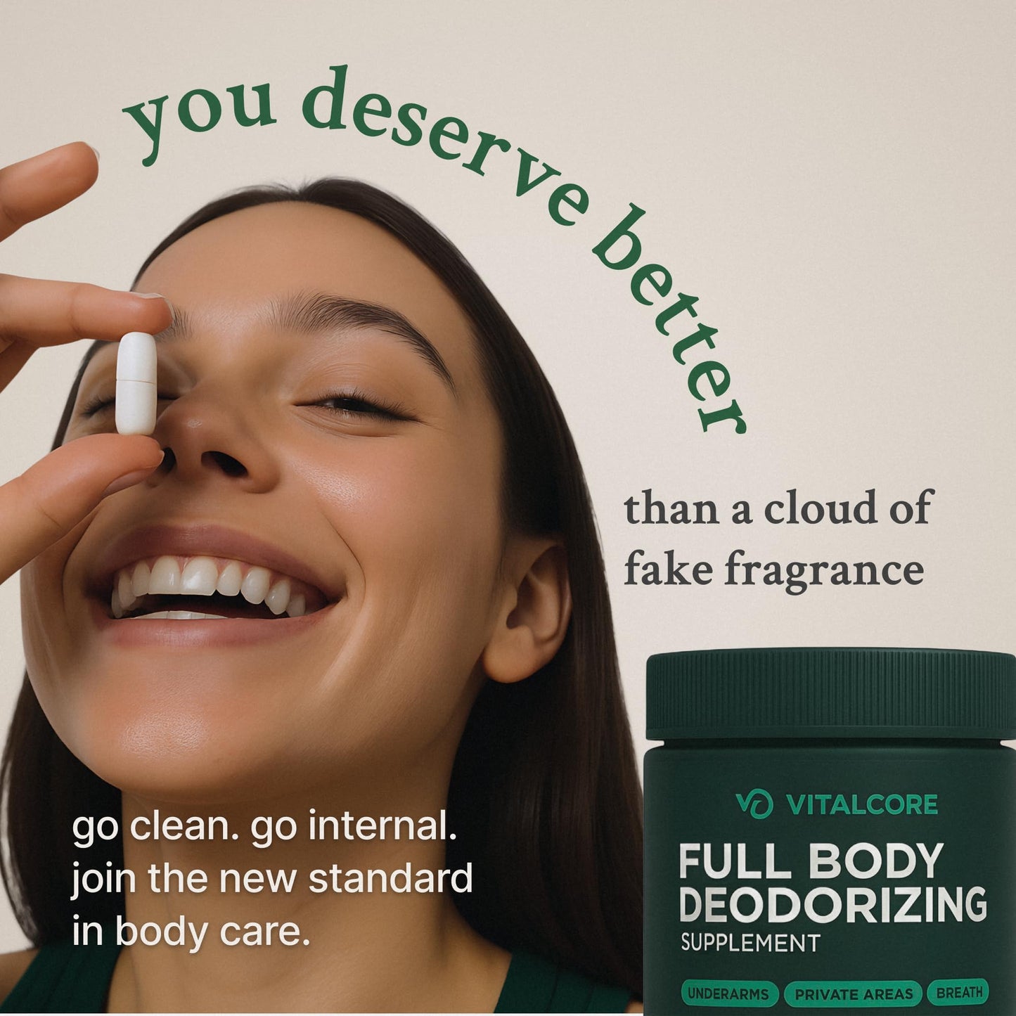 Vital Core Body Deodorizing Supplement - 200mg Chlorophyll, 60 Capsules