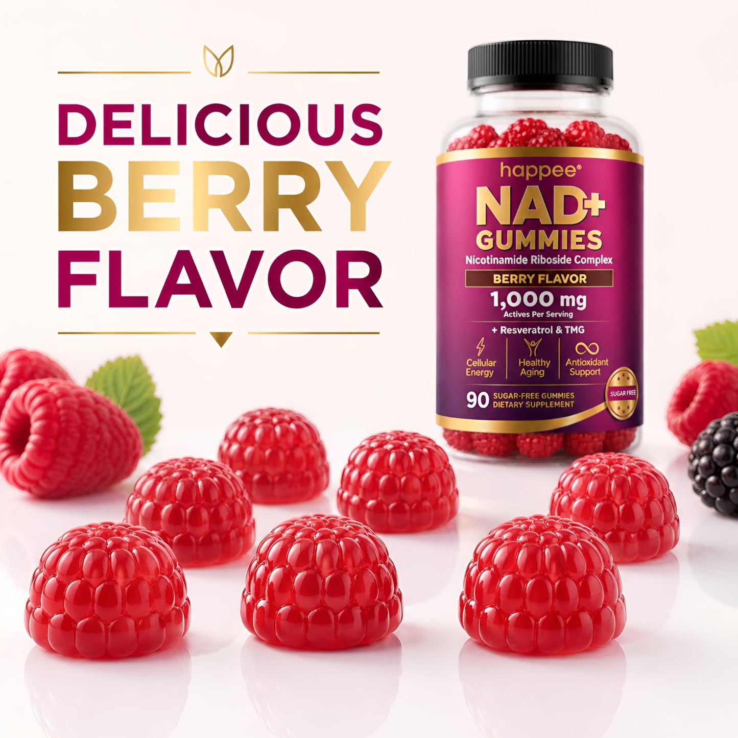 Happee NAD+ Gummies, 90 Count