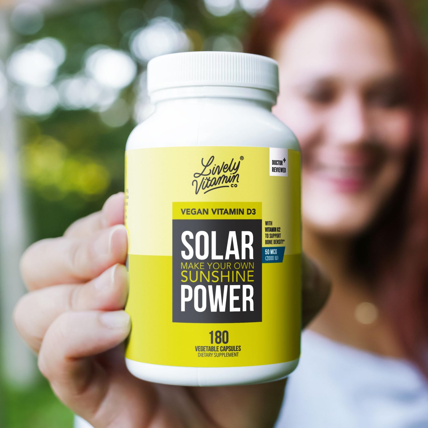 LIVELY VITAMIN CO Solar Power Vitamin D3 2000 iu - Patented Vitamin K - MK7 - Immune Balance - Brain Function - Mood - Heart - Stress Capsule, 180 Count