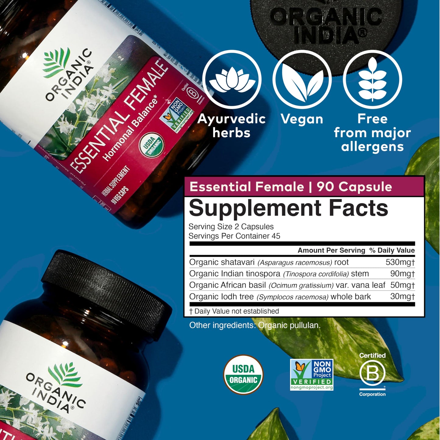 ORGANIC INDIA Essential Female Herbal Supplement Capsules 90