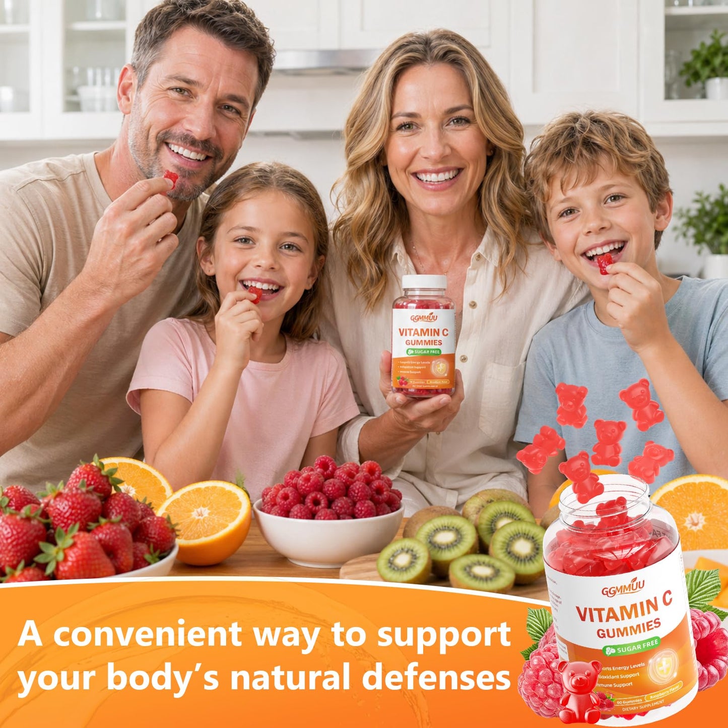 GGMMUU Sugar Free Vitamin C Gummies 250mg Chewable Gummy, 60 Count