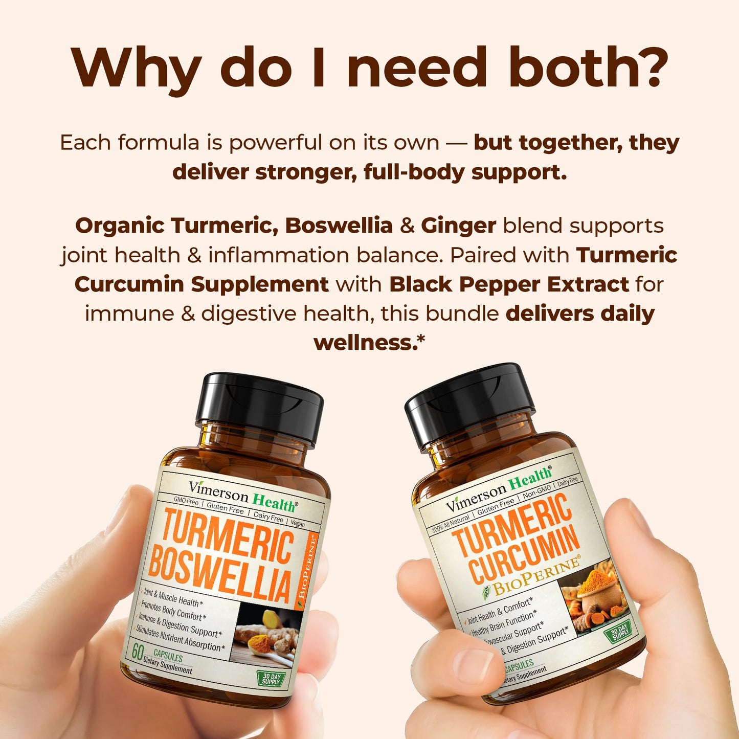 Vimerson Health Turmeric Boswellia + Turmeric Curcumin Supplement Capsule 120 Count
