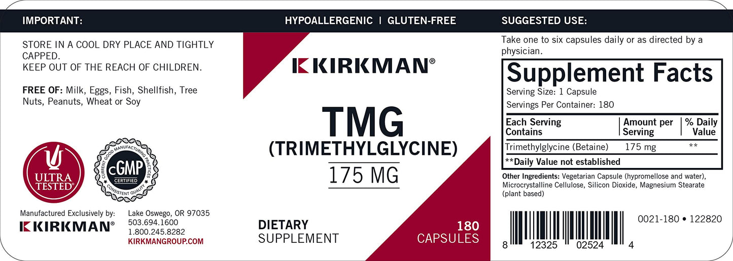 Kirkman TMG 175 mg Capsules, 180