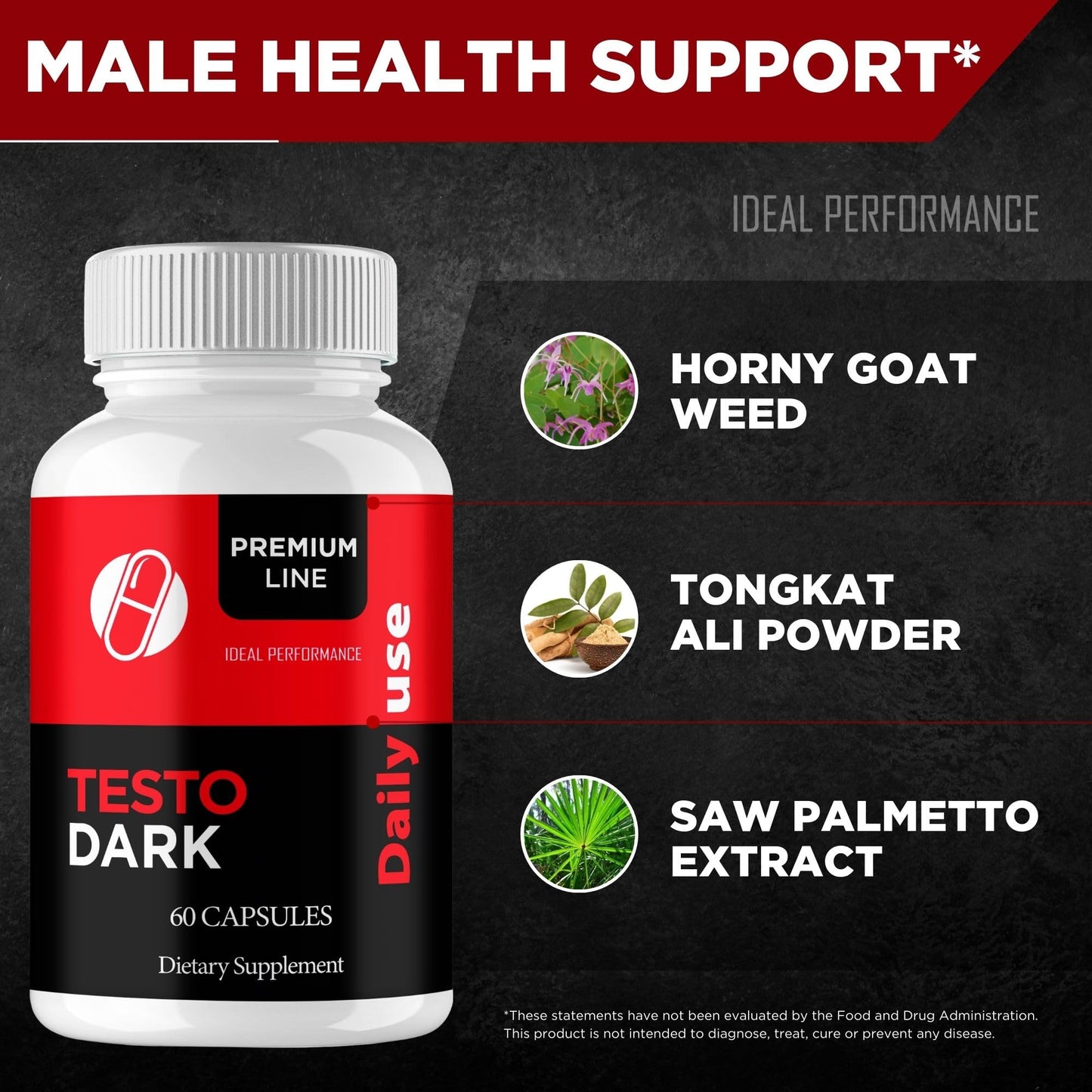 IDEAL PERFORMANCE TestoDark Capsules, 180 Capsules