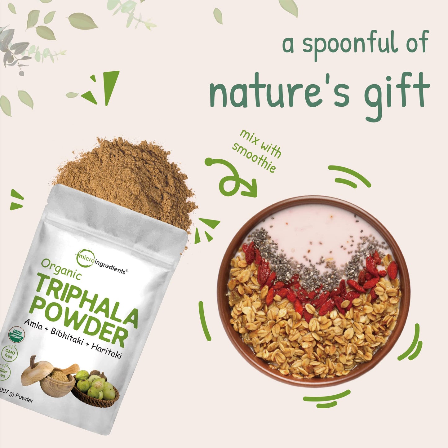 Micro Ingredients Triphala Powder 32 Ounce