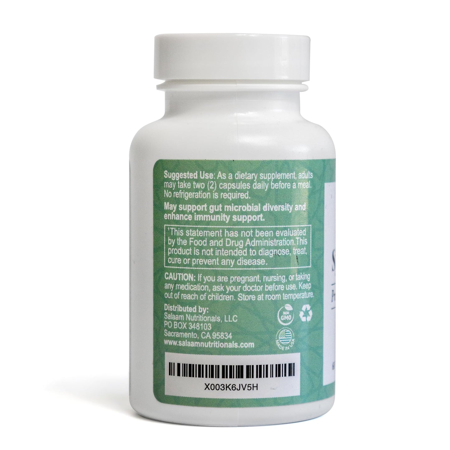 Salaam Nutritionals Synbiotic: Halal Probiotic + Prebiotic Capsules 60 Count