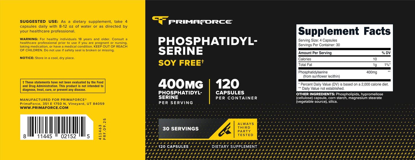 Primaforce Phosphatidyl Serine (400mg) Capsules 120 Count