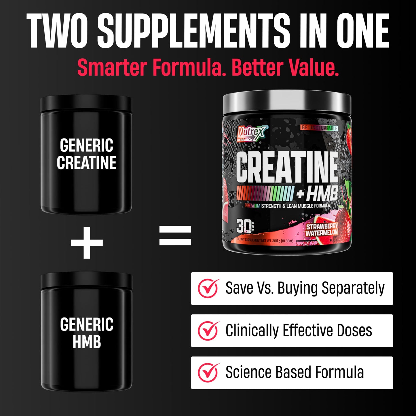 Nutrex Research Creatine HMB Powder, 10.58 Ounce