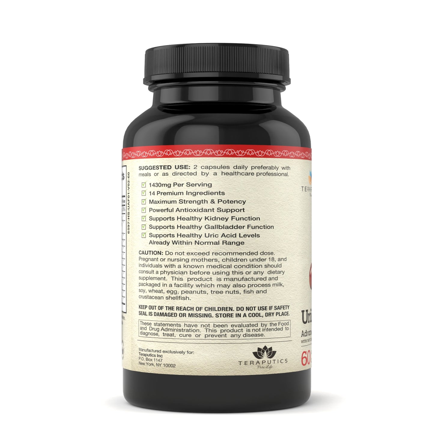 Teraputics Uric Acid Support Formula, 60 Veggie Capsules