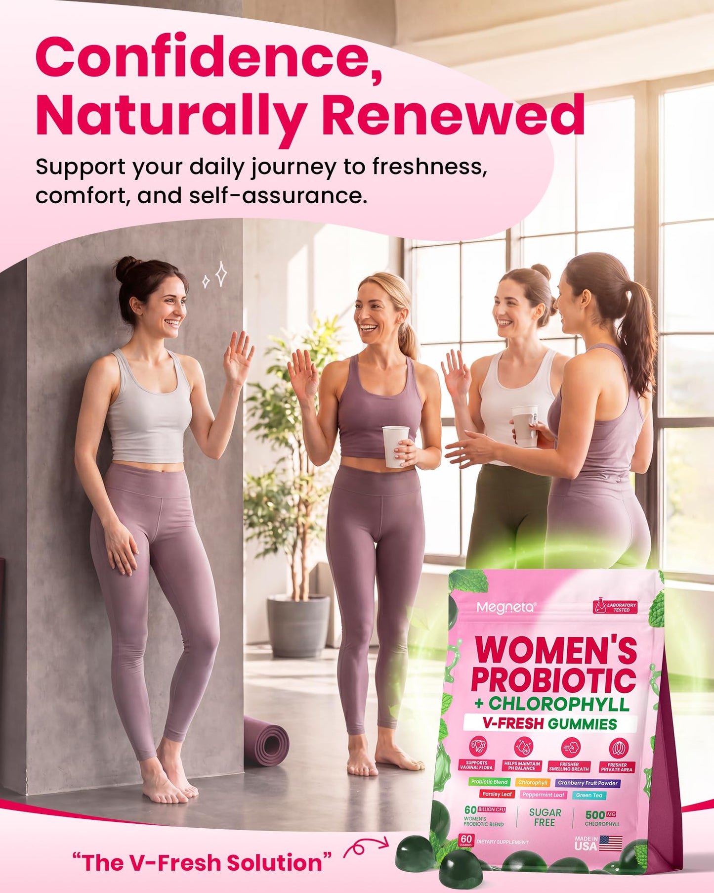 MEGNETA Vaginal Probiotic Gummies for Women 60 Count