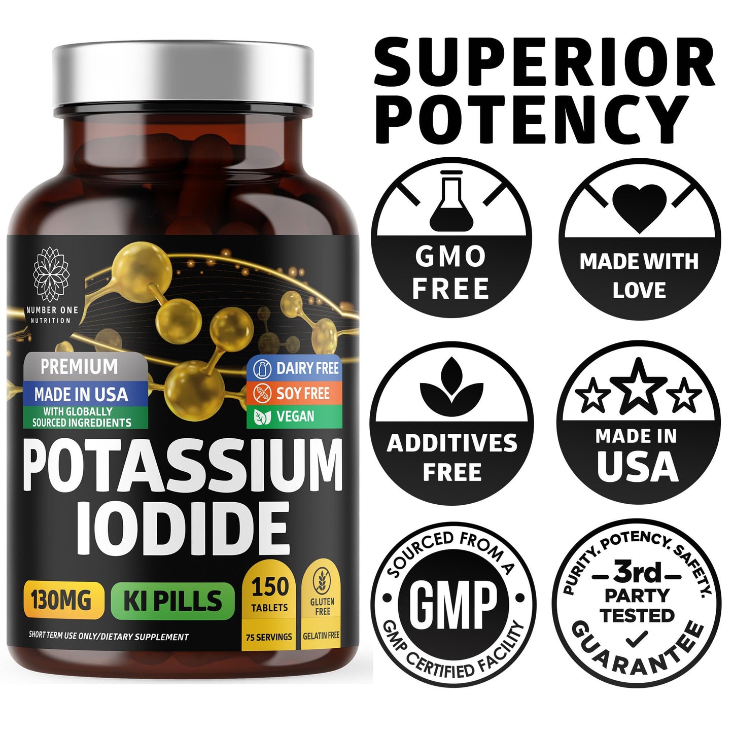 Number One Nutrition Potassium Iodide Tablets, 300 Count