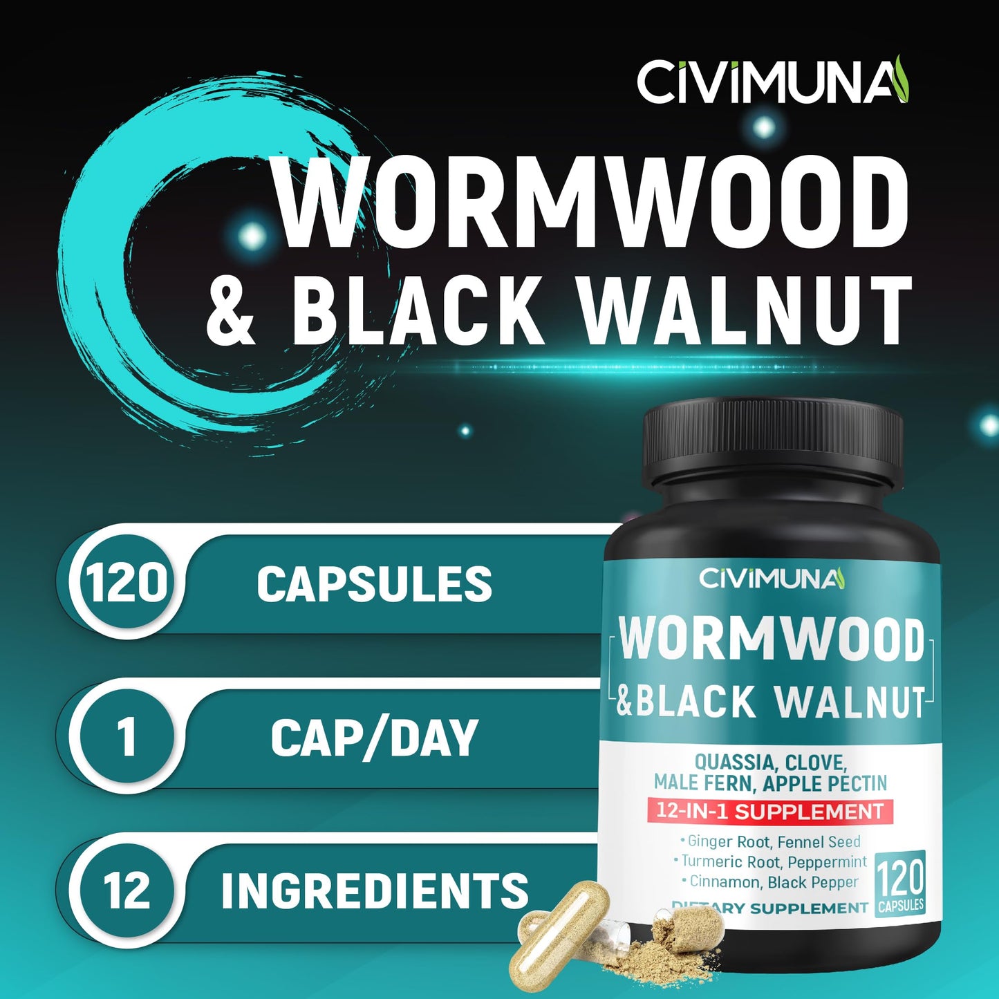 CIVIMUNA Wormwood Extract Capsules 120 Count
