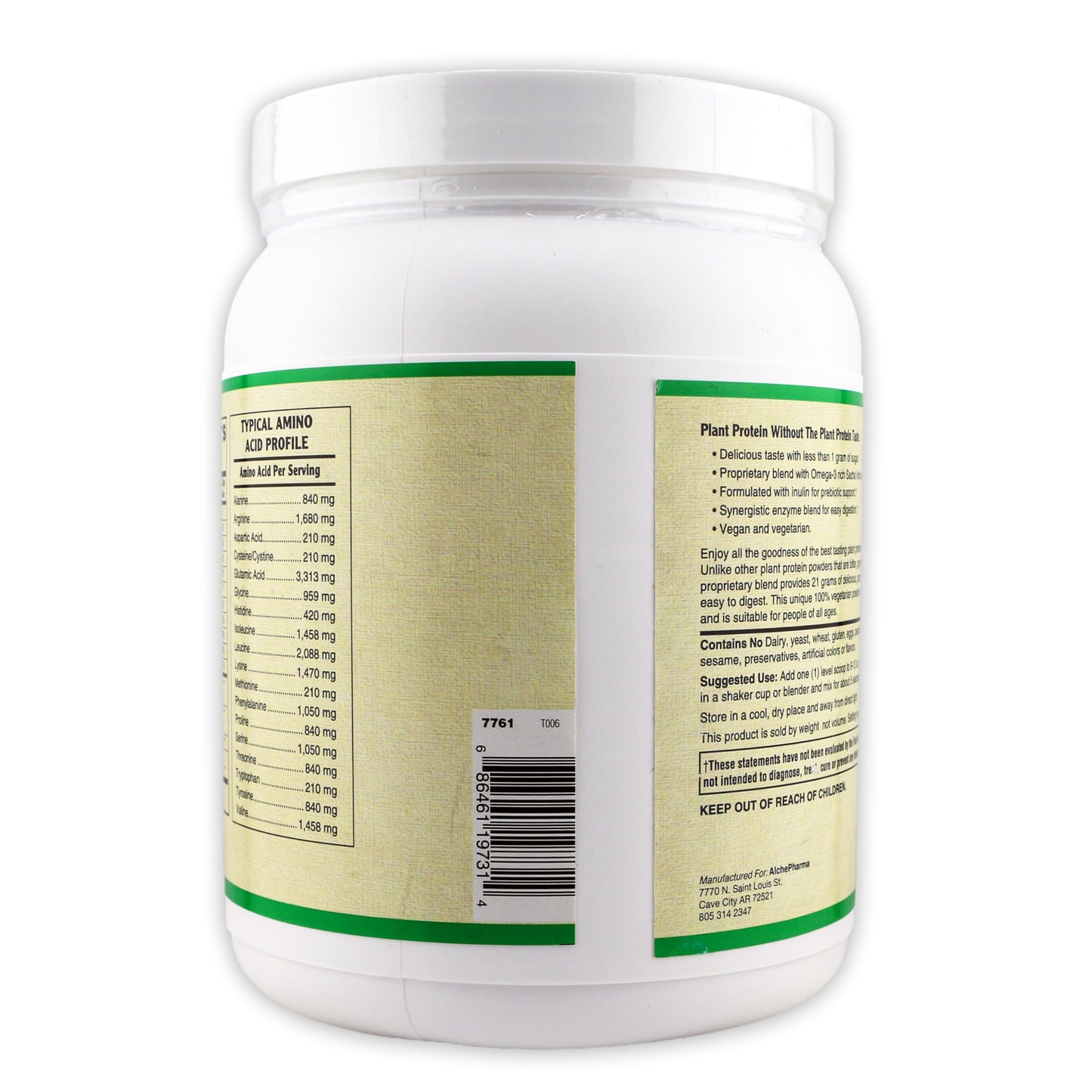 AlchePharma Plant Protein (Premium Blend) Powder 17.6 Servings Vanilla