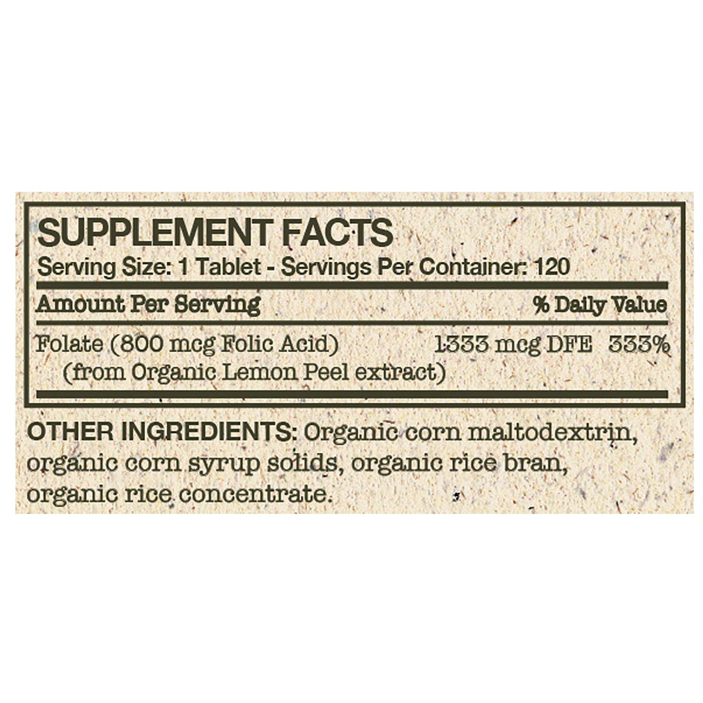 Futurebiotics Folic Acid 800mcg Vegetarian Tablets, 120 Tablets