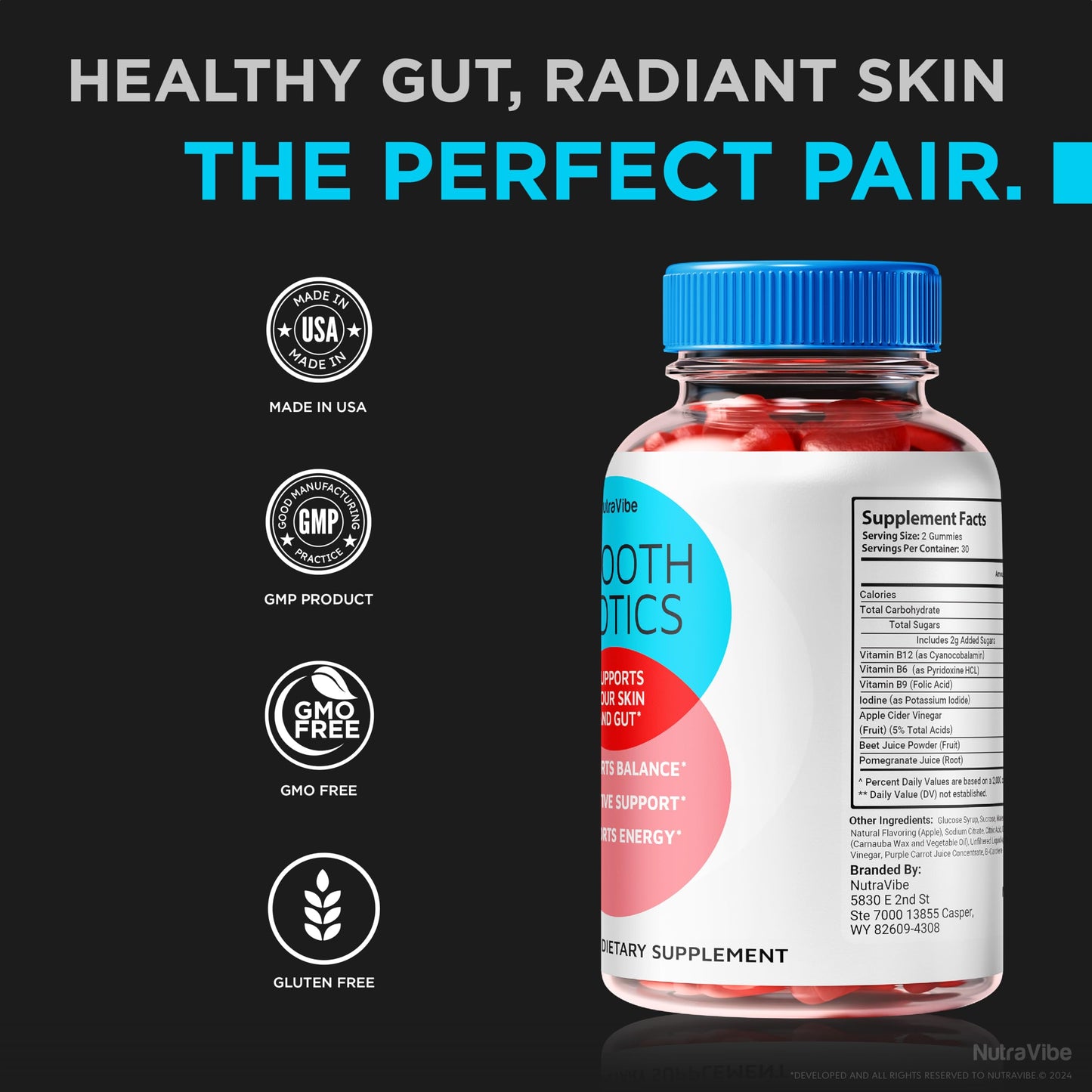 NutraVibe Smooth BlOTICS Gummies 180 Gummies