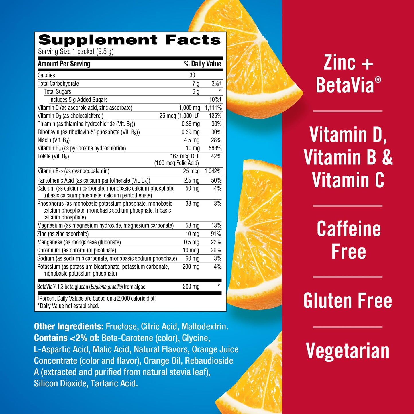 Emergen-C Immune+ Triple Action Immune Support Powder, 30 Count