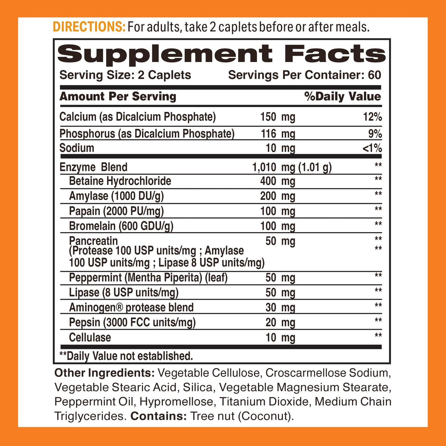 Vitamin World Digest-13 Multi-Enzyme Caplets, 120