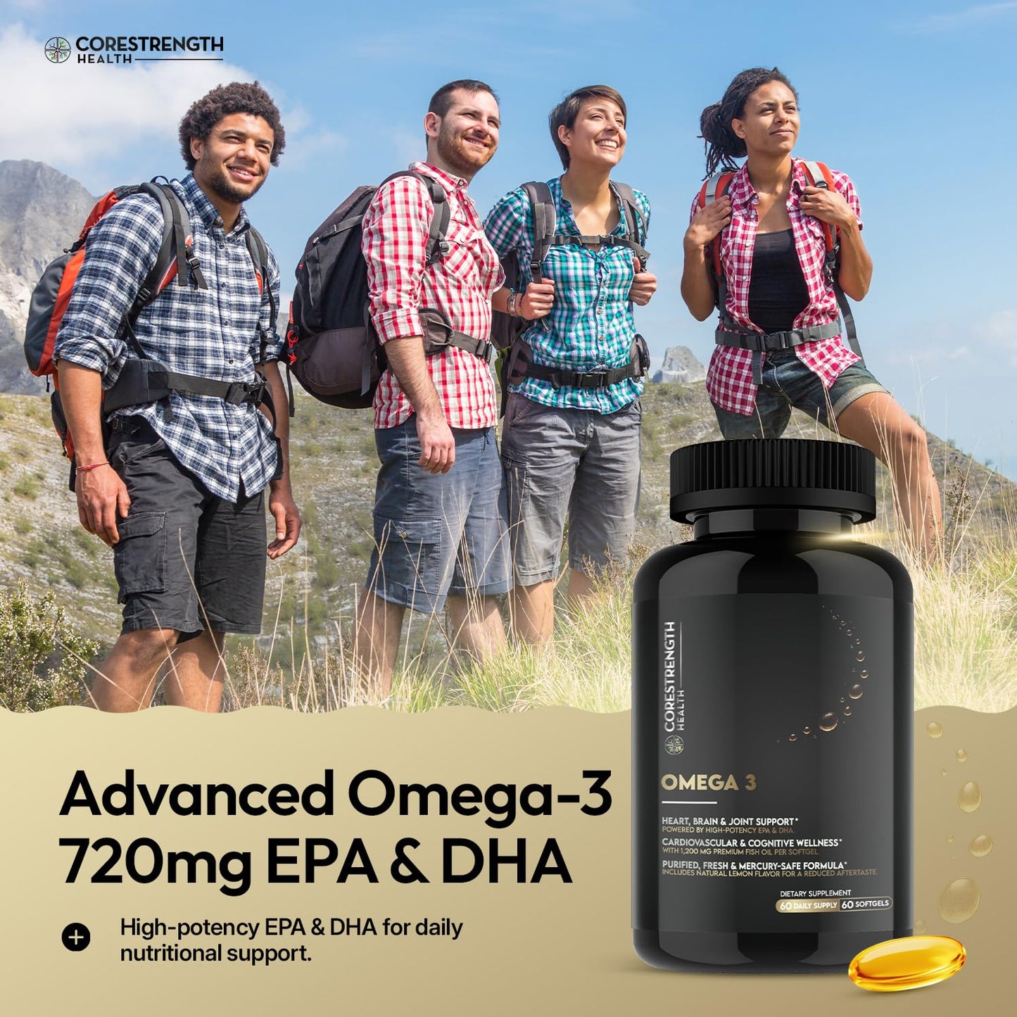 CoreStrength Health LLC Omega 3 Fish Oil Capsule, 60 Capsules
