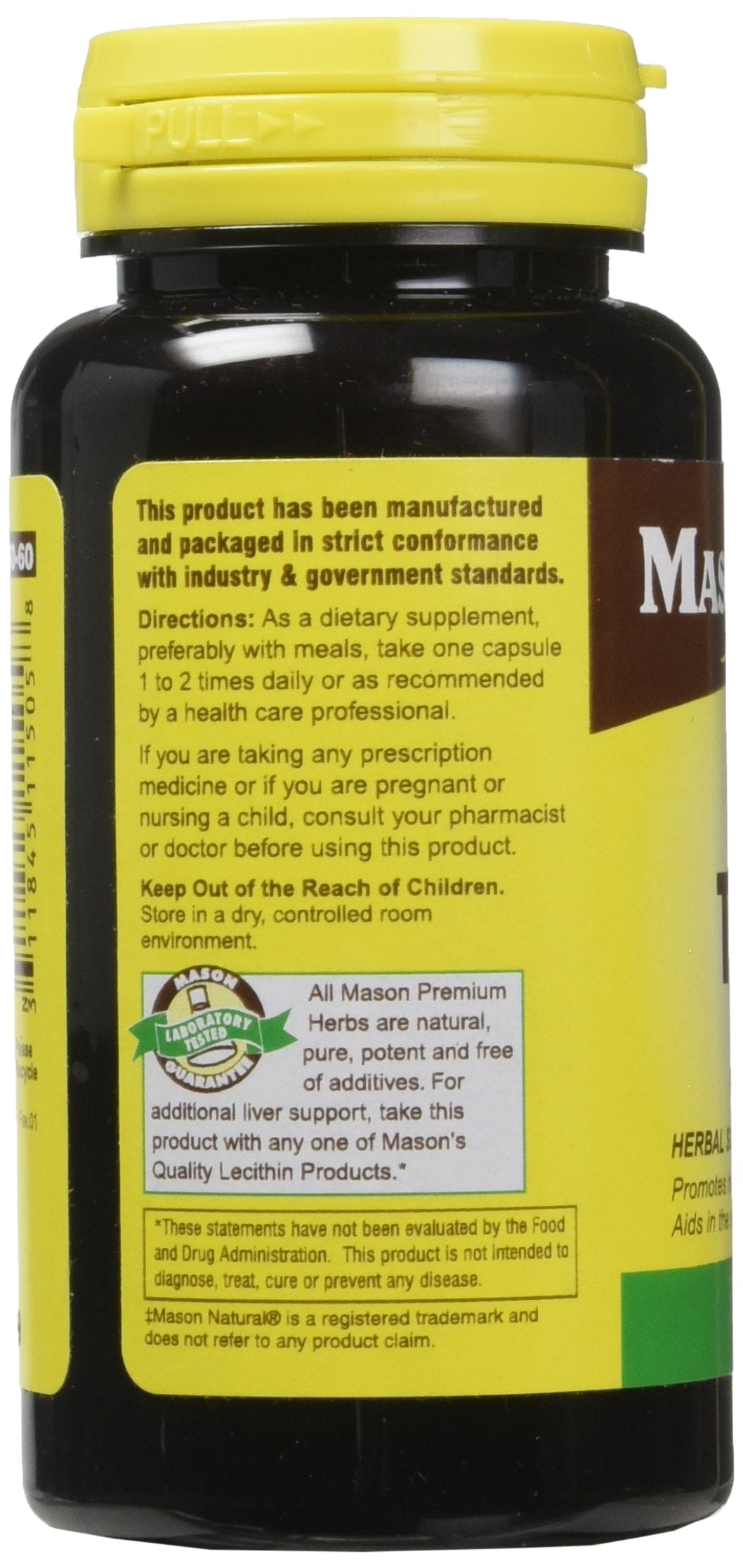 Mason Natural Milk Thistle 500 mg Capsules, 60 Count