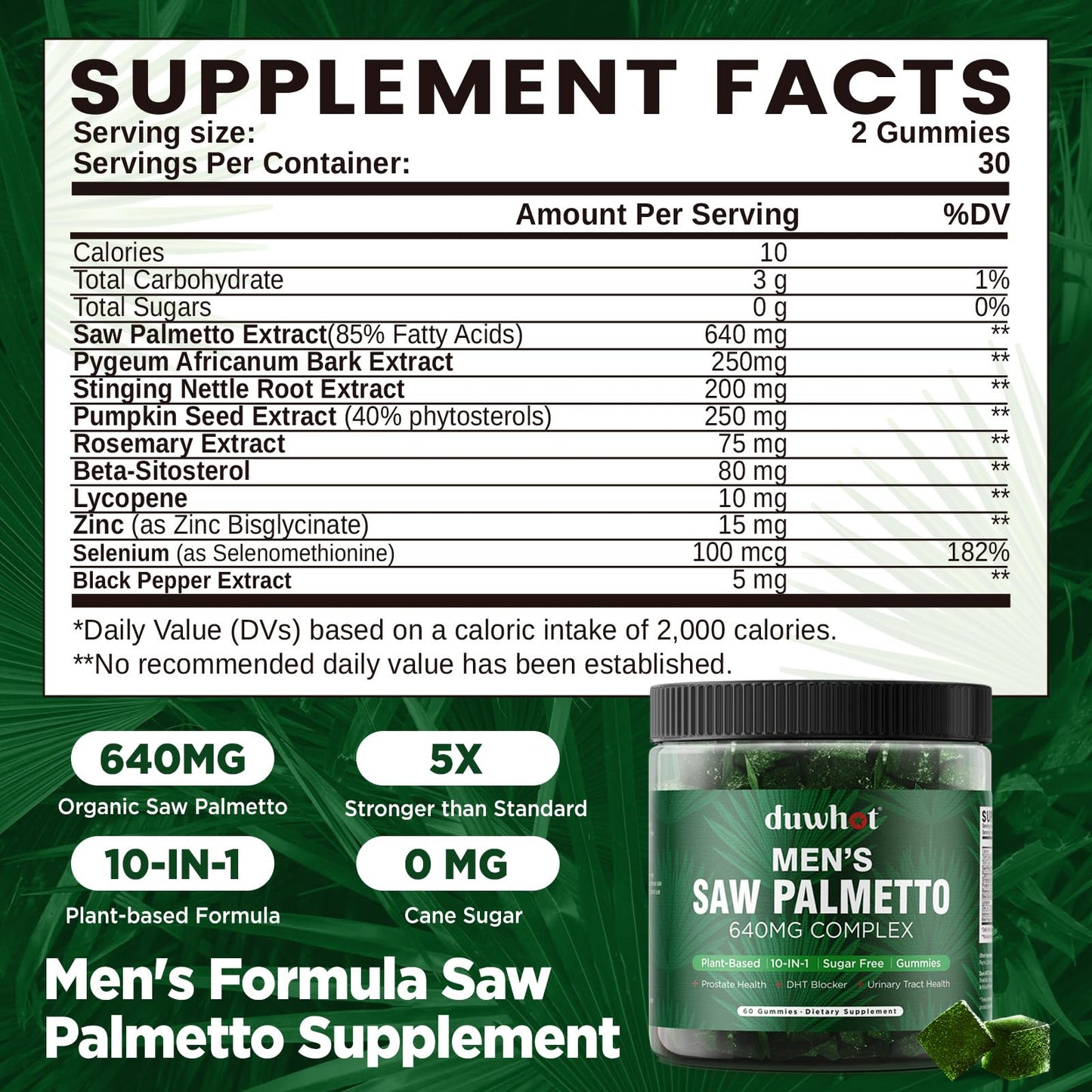 duwhot Saw Palmetto for Men Gummies 60 Count