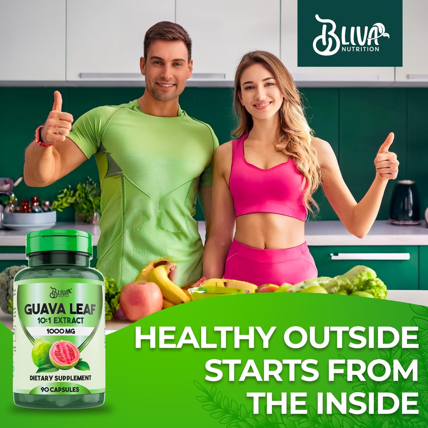 BLIVA NUTRITION Guava Leaf Extract Capsules 90 Capsules