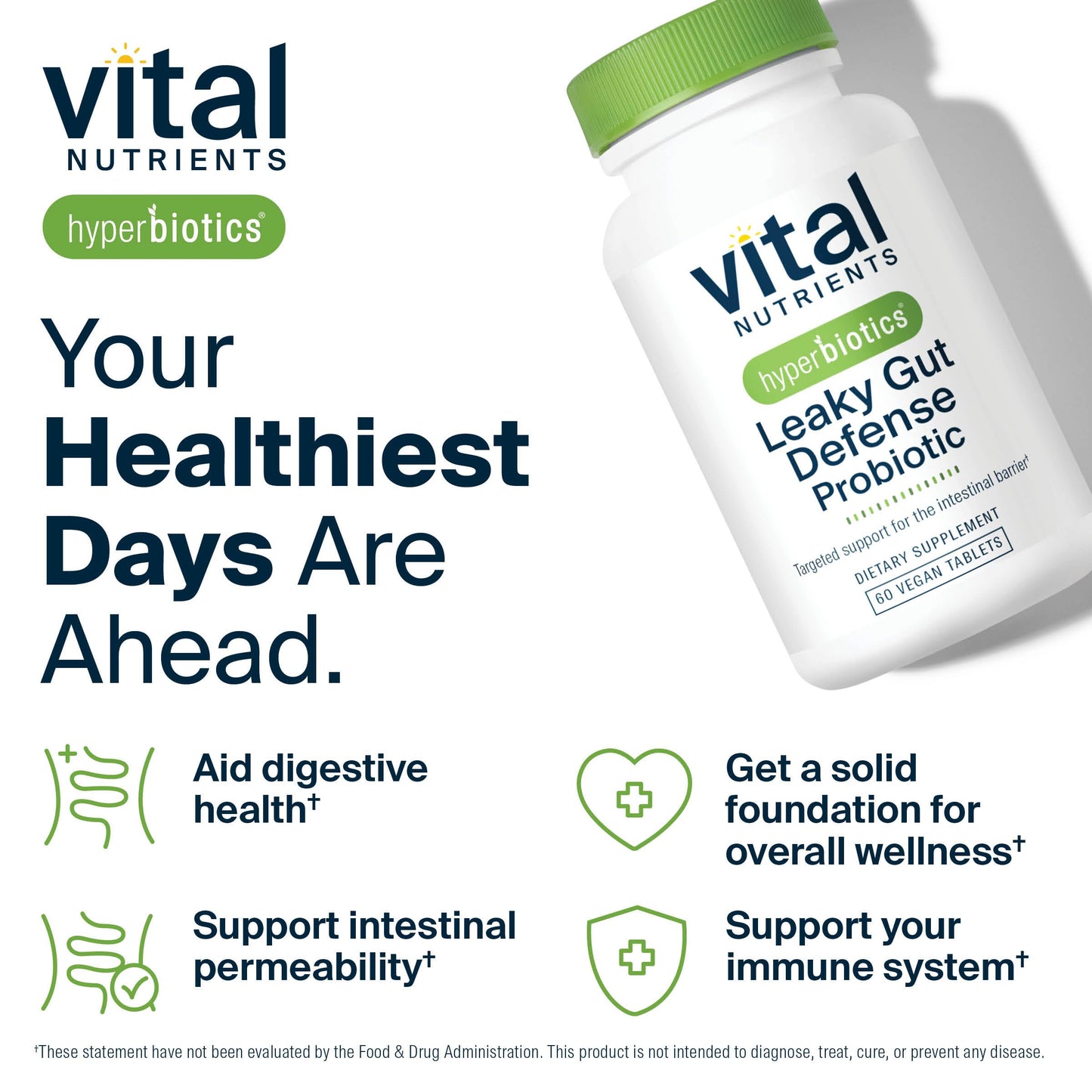 Hyperbiotics Vital Nutrients Leaky Gut Repair Probiotic Tablets 60 Count