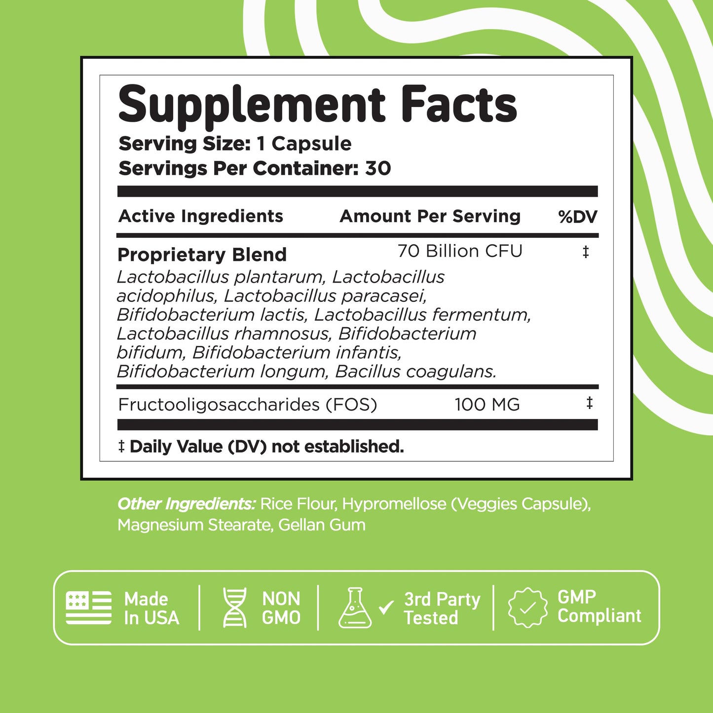 Vital Vitamins Probiotic Complex, 70 Billion CFU for Men & Women Capsule 30 Count