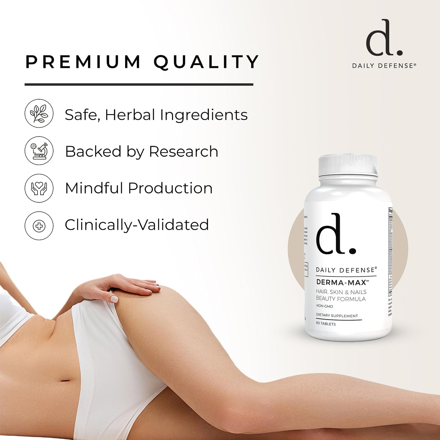 Daily Defense Collagen Supplements for Women - Hair Skin and Nails, 60 Tablets