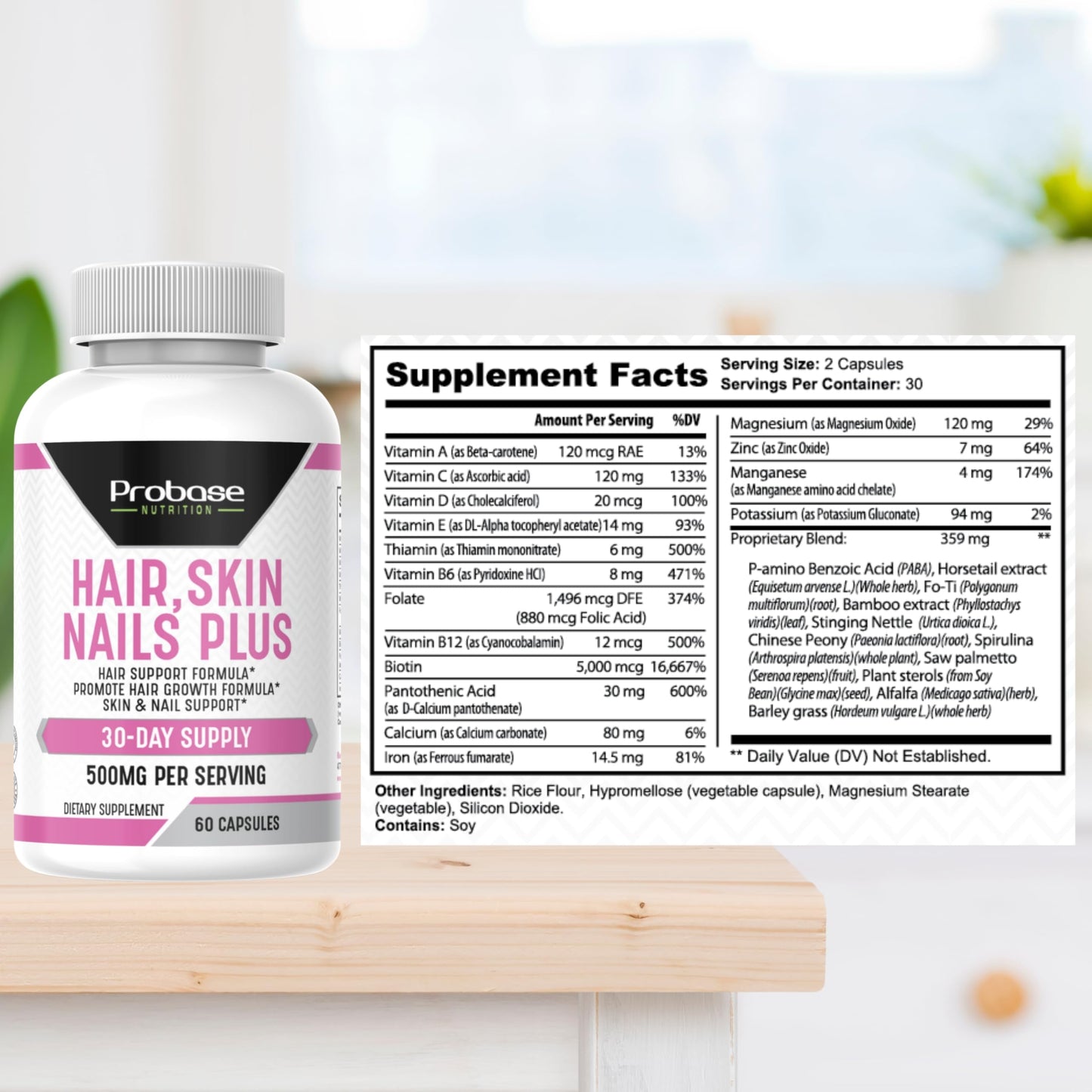 Probase Nutrition Hair, Skin and Nails Plus Capsules 60 Count