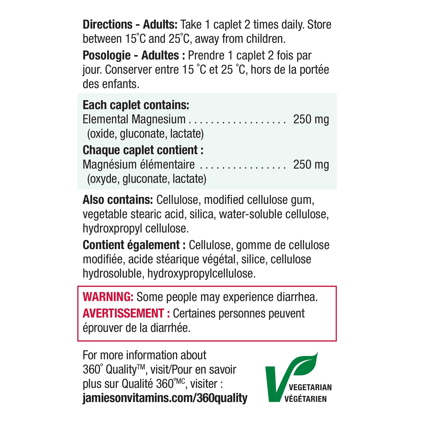 Jamieson Magnesium 250 mg Tablet, 150 Count