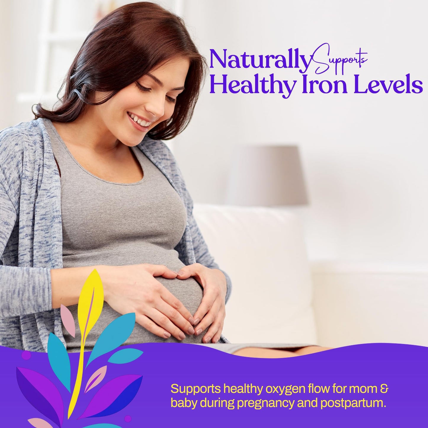 Mama's Select Prenatal Iron Plus – 18mg Gentle Non-Constipating Iron with Vitamin C – Ferrous Bisglycinate for Pregnancy & Postpartum – Supports Baby’s Neural Development – Non-GMO, 30 Capsules