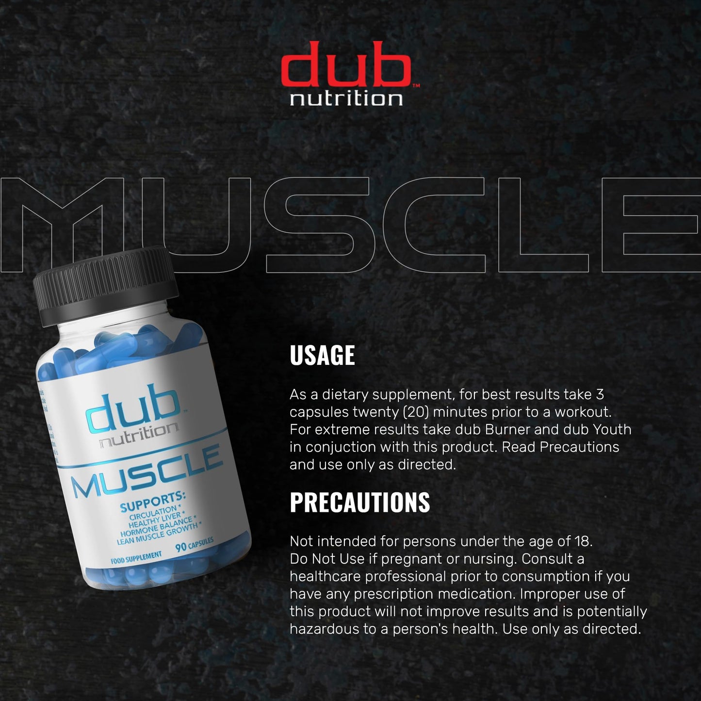 Dub Nutrition Muscle Supplement with Milk Thistle, Beta-Alanine, Acai, B6 & C Capsules, 90 Count
