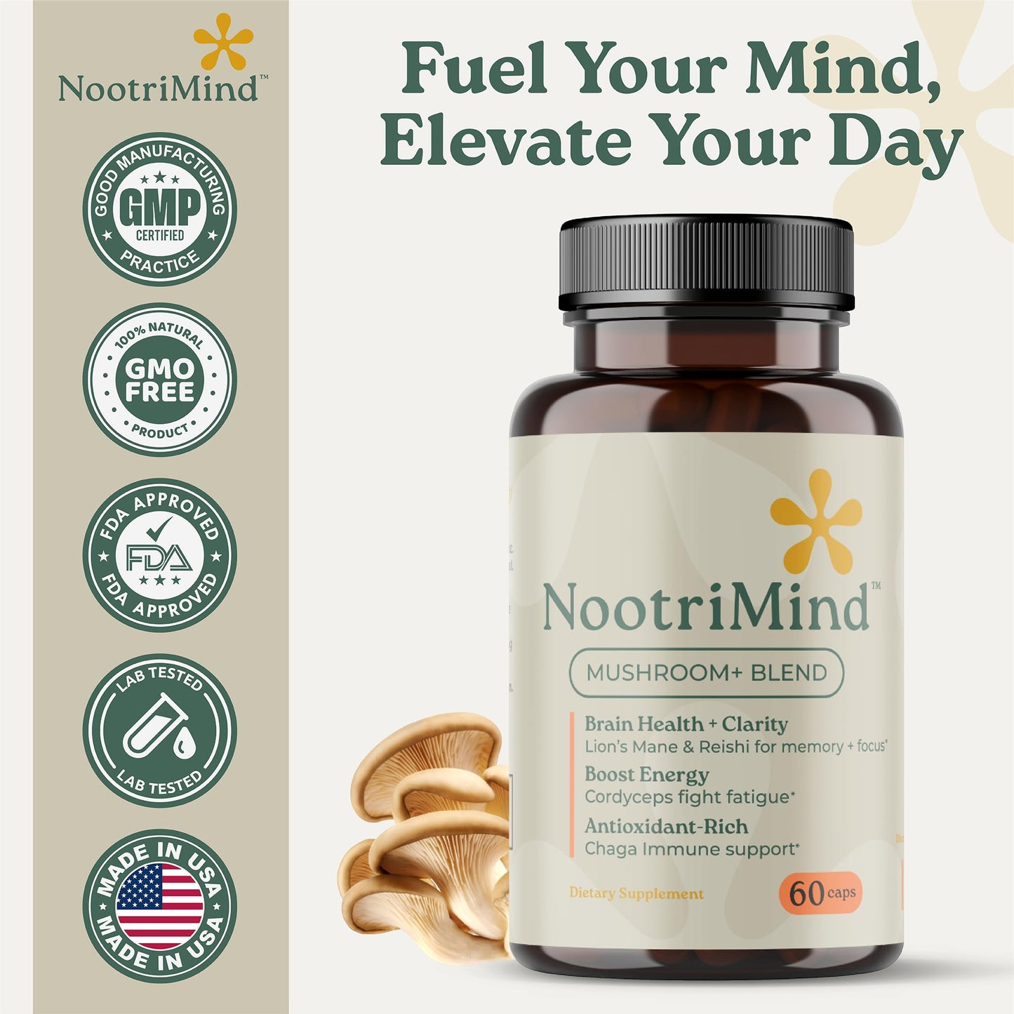 nootrimind Mushroom+ Blend 10-Mushroom Complex, 60 Capsules