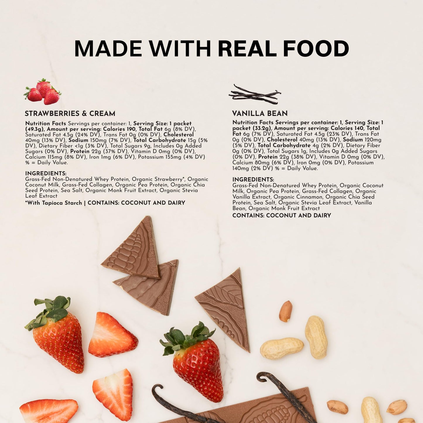JUST INGREDIENTS Grass-Fed Whey Protein Powder Sample Pack Sticks 10