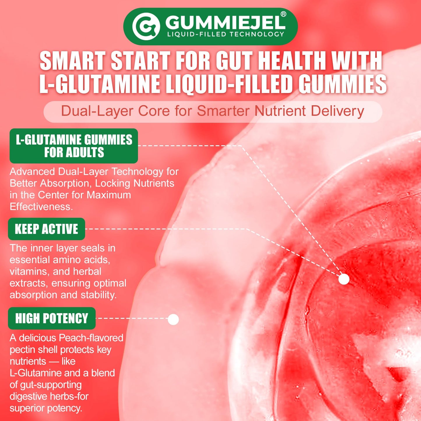 Nextdia L-Glutamine 1200mg Gummies, 120 Count