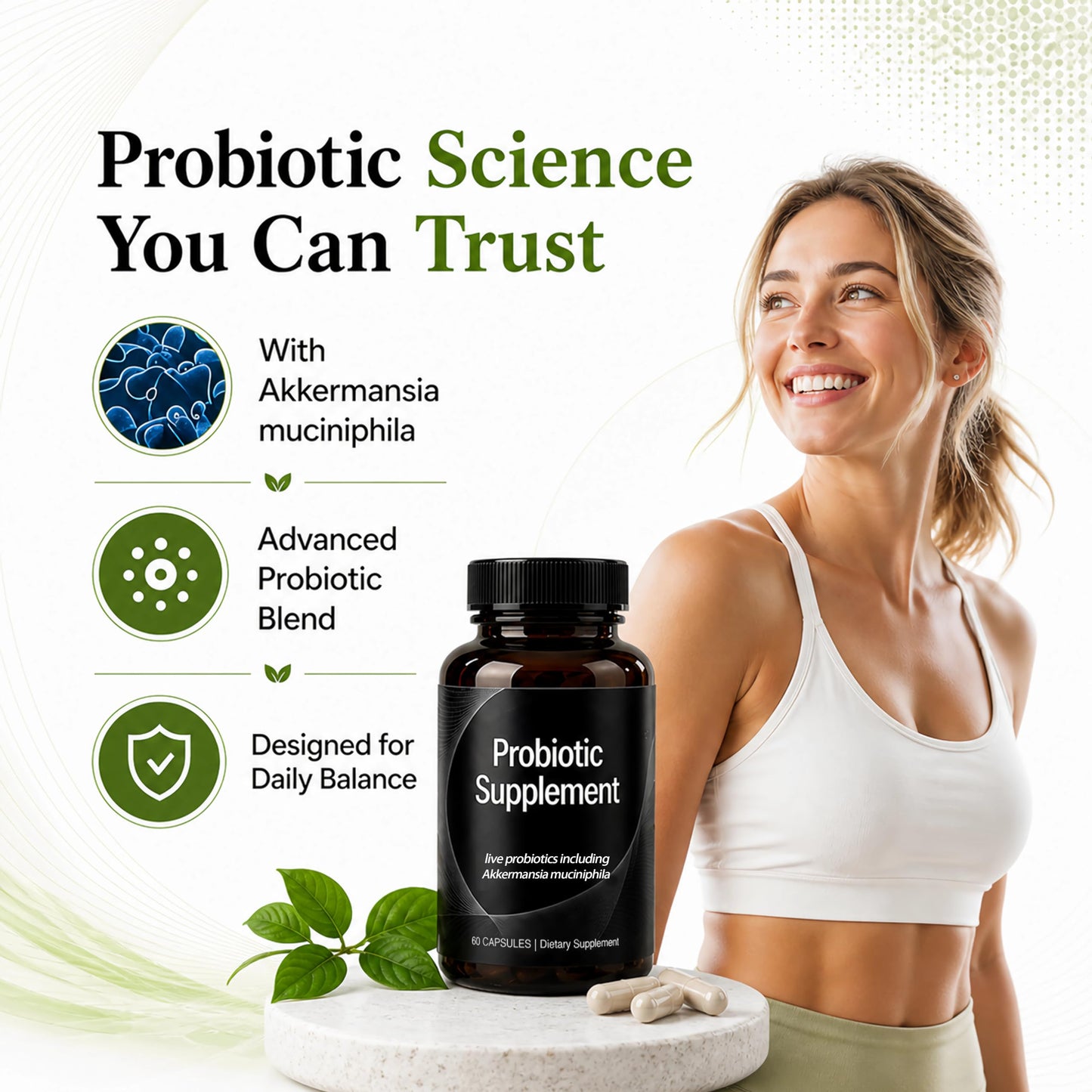 ZENJNG Gut Health Support Prebiotic & Probiotic Blend with Akkermansia, Clostridium Butyricum & Bifidobacterium Microbiome Balance & Daily Digestive Wellness Capsules 60