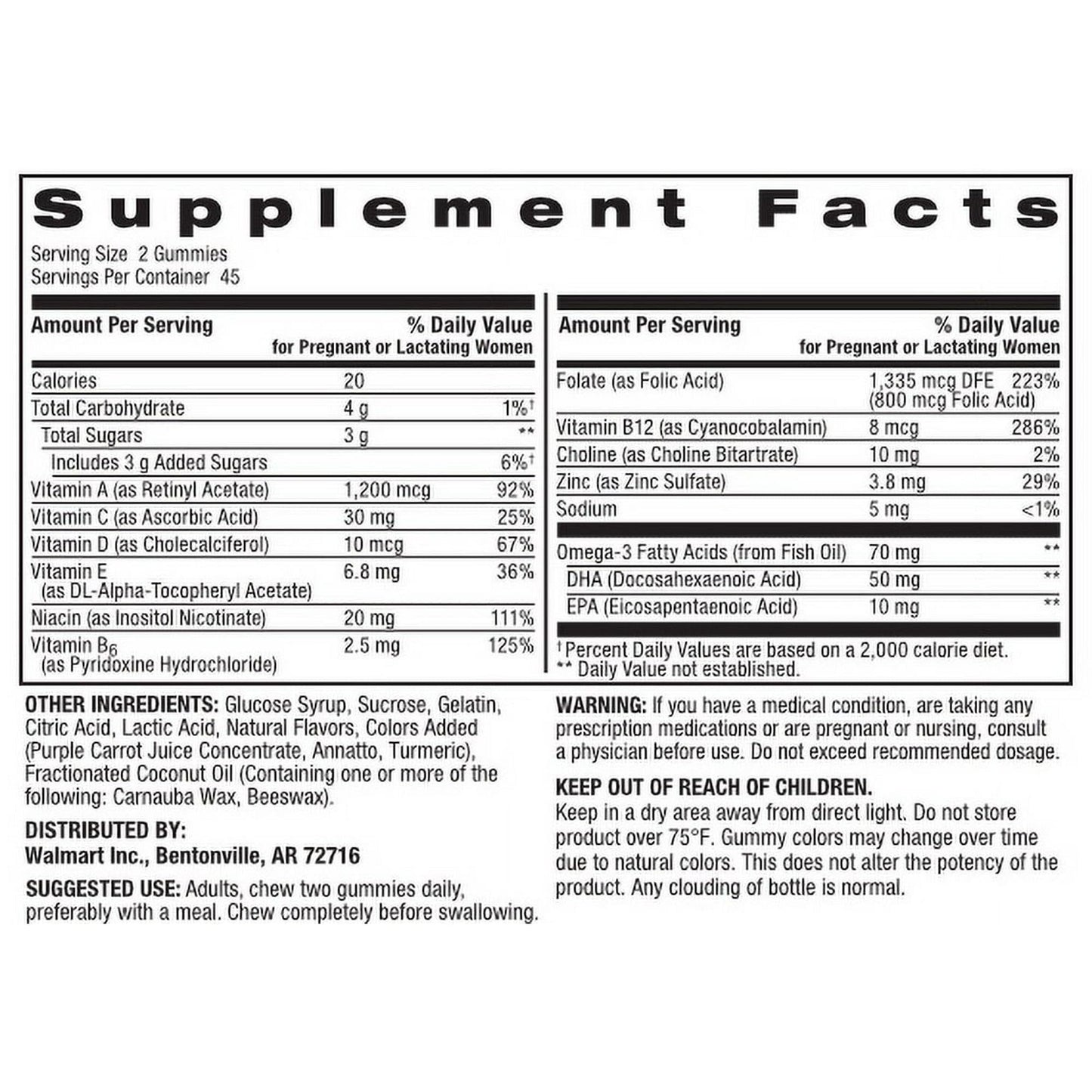 Sam's Trade Prenatal Multivitamin Gummies 90 Count